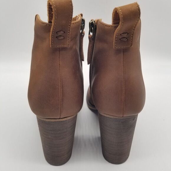 BP. Women Lance Heeled Ankle Booties Size 6 Brown Leather Side Zip - Picture 4 of 7
